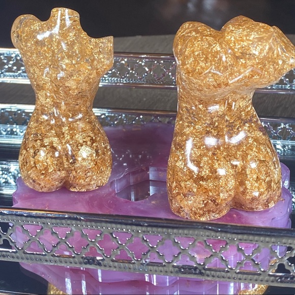 Gold Nude Woman Body Mini Statue Resin Art - Picture 7 of 16